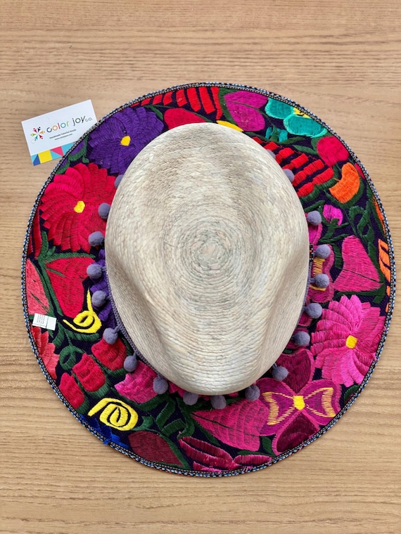 Embroidered Floral Palm Sun Hat (size L) - Etsy display picture 3