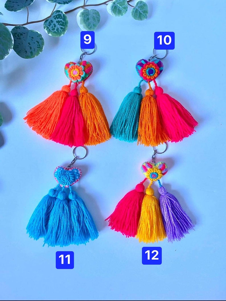 Embroidered Heart Keychain Macrame Heart Keychain Boho Heart Etsy