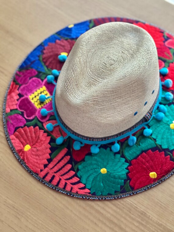 NEW artesanal embroided made in mexico Embroidered Floral Women\'s Hat ONE SIZE Sombrero Gamuza Bordado main image 4