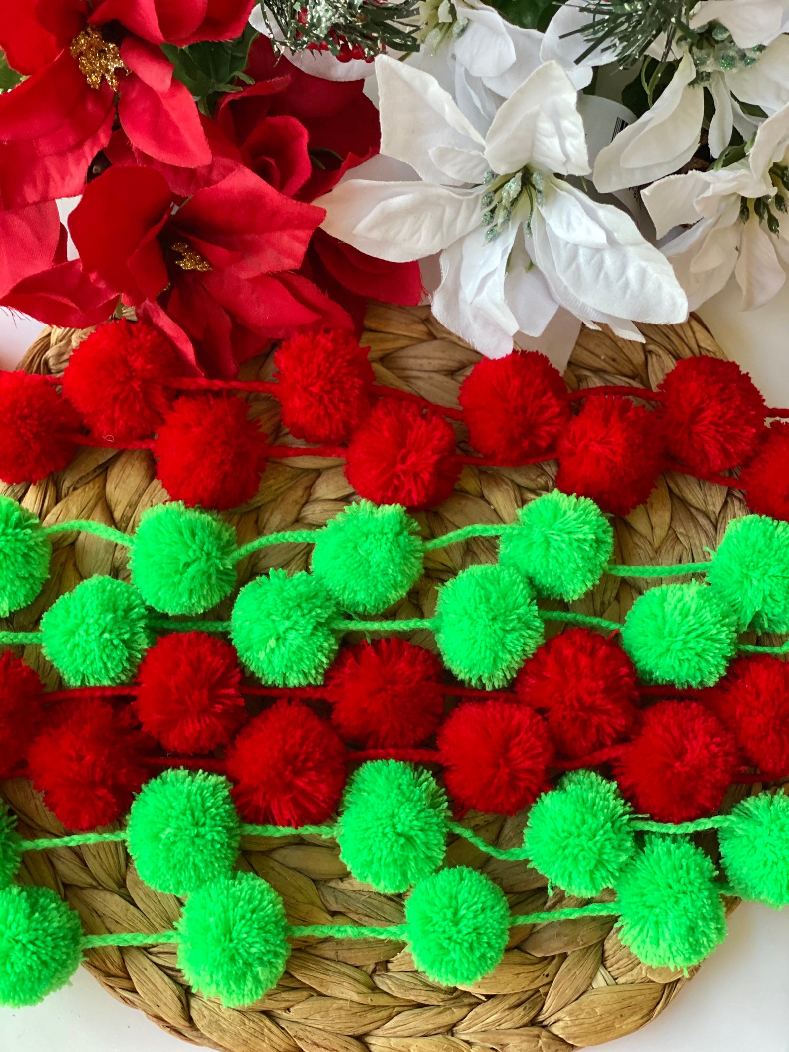Pompom Garland Mexican Pom Pom Christmas Garland Christmas Etsy