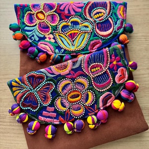 Pochette mexicaine faite main, pochette brodée florale, pochette mexicaine, pochette mexicaine enveloppe, pochette d'été, cadeau de fête des mères