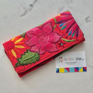 Embroidered Wallet, Floral Embroidery Wallet, Wallet Women, Gift for her, Chiapas Wallet, Handmade Wallet, Mexican Wallet