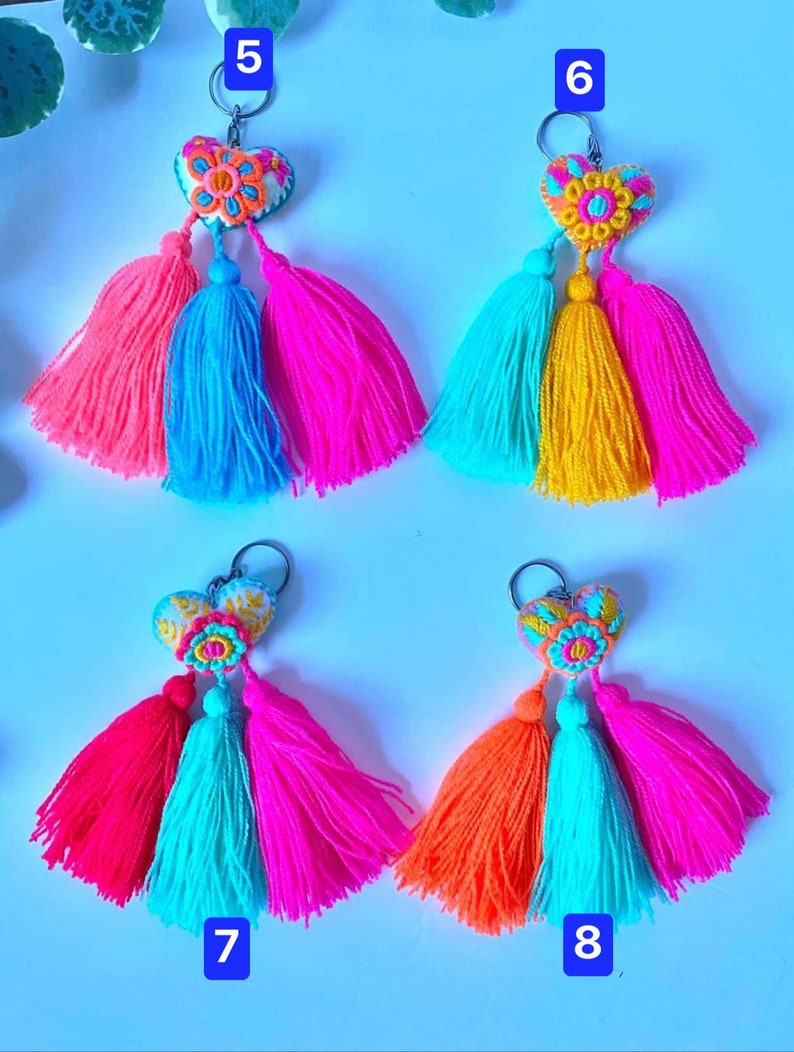 Embroidered Heart Keychain Macrame Heart Keychain Boho Heart Etsy