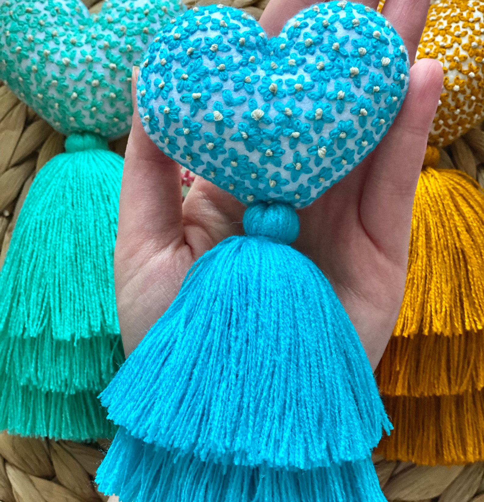 Embroidered Heart Tassel Mothers Day Gift Boho Heart Tassel Etsy