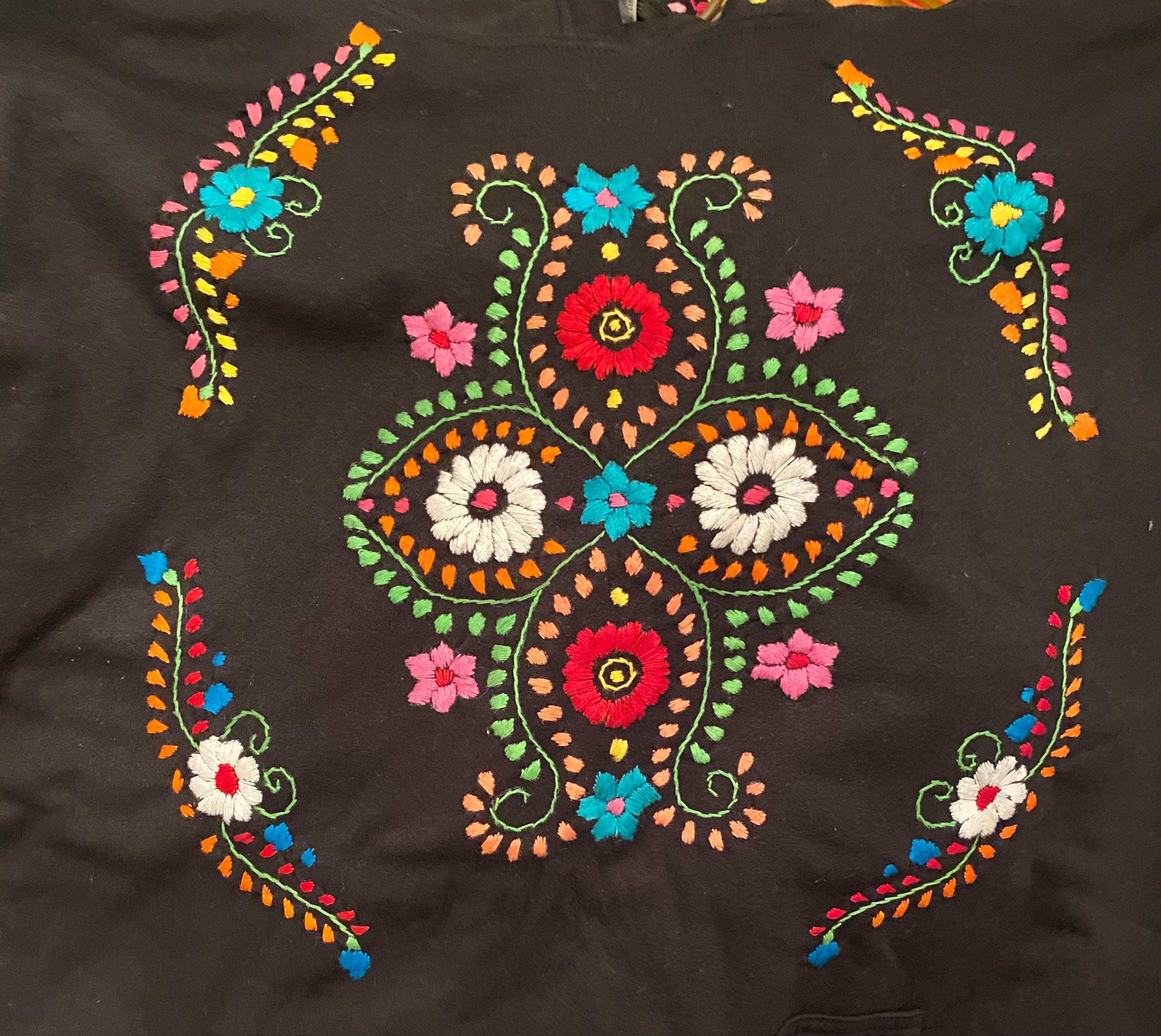 Hand Embroidered Sweatshirt, Mexican Floral Sweatshirt