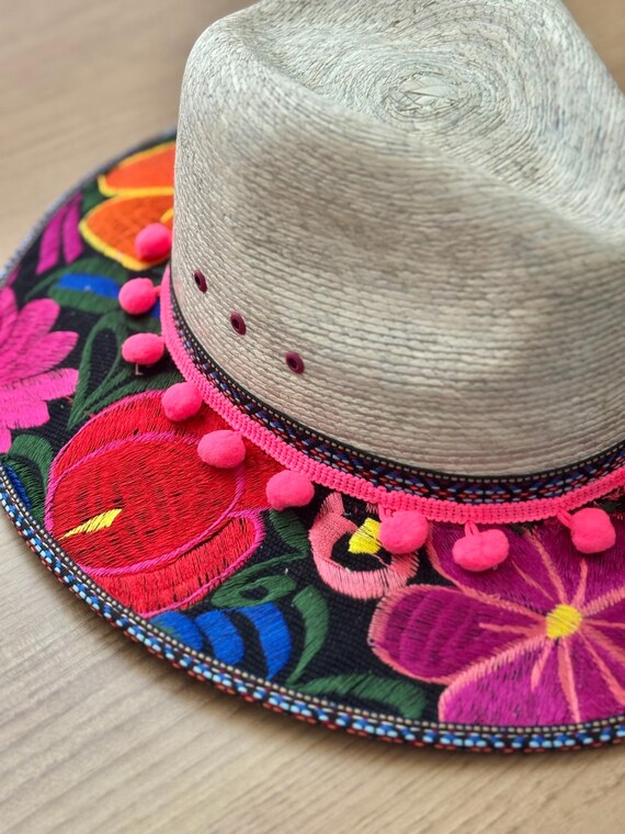 Embroidered Floral Wide Brim Hat Fashion Culture Women main image 3