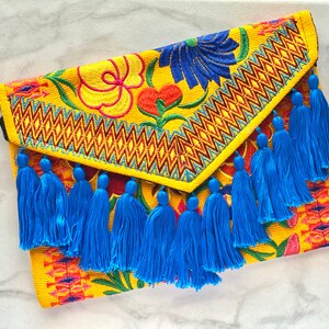 Pochette mexicaine faite main, Pochette à broderie florale, Pochette mexicaine, Pochette mexicaine enveloppe, Pochette d'été, Pochette Mexique
