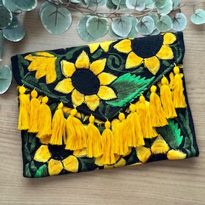 Pochette mexicaine faite main, Pochette à broderie florale, Pochette mexicaine, Pochette mexicaine enveloppe, Pochette d'été, Pochette Mexique