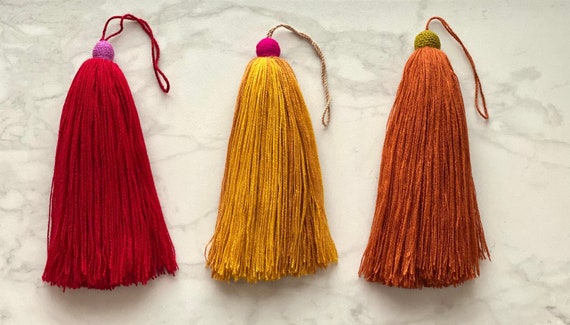 Large Tassels, Handmade Tassels, Bright Color Tassels, Artisan Made, Fiesta  Decoration, Fiesta Decor, Gift for Her 