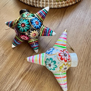 Hand Painted Star Mexican Ornament: Fiesta Decor