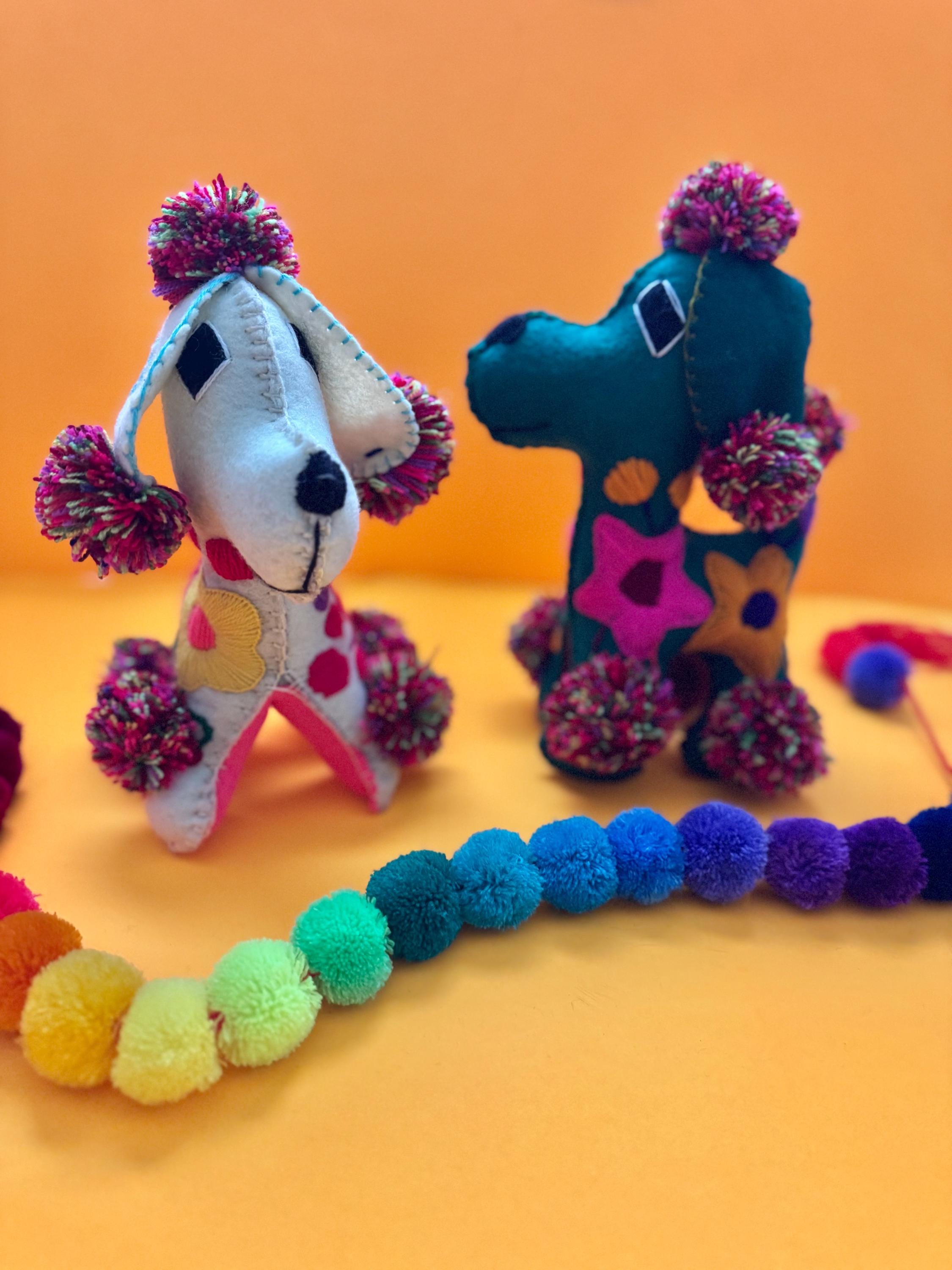 Embroidered Alebrijes Dog Plush: Mexican Folk Art Stuffed Animal