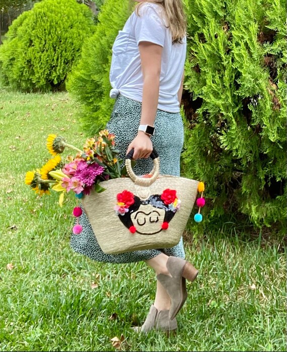 Embroidered Straw Clutch Unique Palm Bag Frida Straw Bag Mexican Rattan Bag Frida Bag Summer Bag Beach Bag Stocking Stuffer Etsy UK