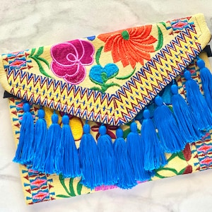 Pochette mexicaine faite main, Pochette à broderie florale, Pochette mexicaine, Pochette mexicaine enveloppe, Pochette d'été, Pochette Mexique