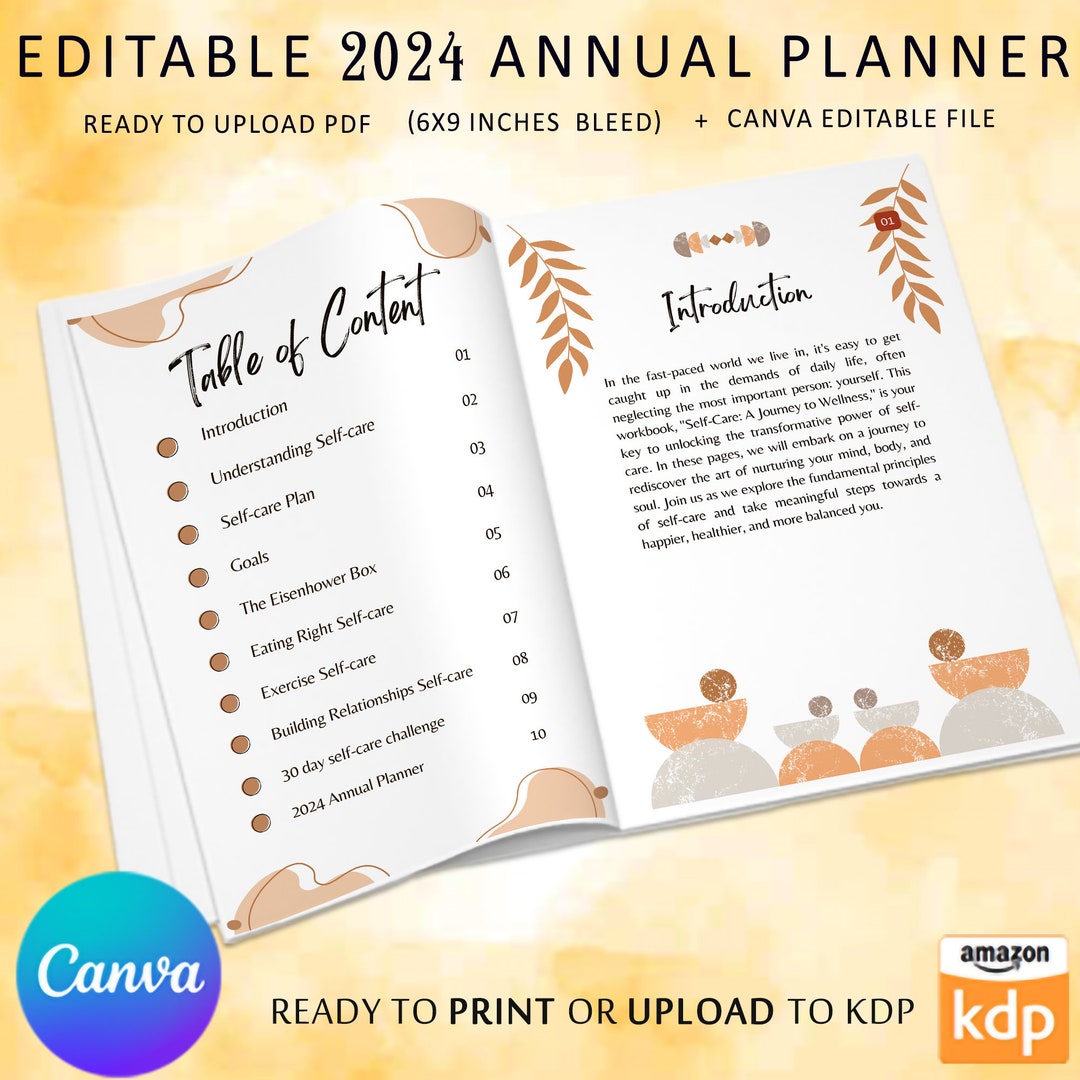 2024 Self Care Workbook KDP Interior Canva Editable - Etsy