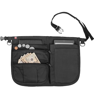 Smart Apron Mini Waist Apron - 5 Pockets with Zippers & Adjustable Clip Belt For Kitchen Cooking Restaurants Waiters Servers BBQ