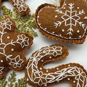 Gingerbread Felt Initial Christmas Ornament