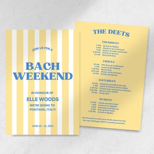 Bachelorette Itinerary Invite| Italian Coastal Grandma | Birthday Editable Invitation | Weekend Hen Do Party | Wedding | Trendy Canva