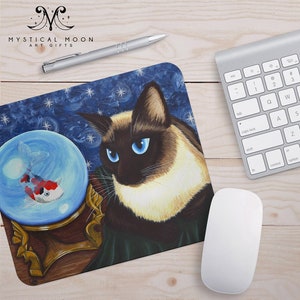 Siamese Cat Mousepad / Crystal Ball / Fortune Teller / Carrie Hawks / TIgerpixie / Seal Pointe Siamese Mousepad / Koi Oriental Mouse Pad