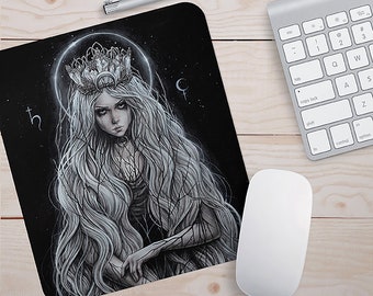 Queen Mousepad / Dark Art Mousepad / Enys Guerrero / Gothic Art / Witch Mousepad / Moon Child / Queen of the Dark Forest