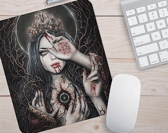 The High Priestess Mousepad / Dark Art Mousepad / Enys Guerrero / Gothic Art / Tarot Art / Tarot Mousepad / Goddess Mousepad