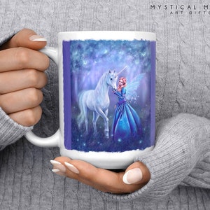 Rhiannon Mug / Faery Drinkware / Faerie Tea Cup / 15 oz / Fantasy Art / Rachel Anderson / Unicorn Horse Fairy Goddess / Witchy Magical Cup