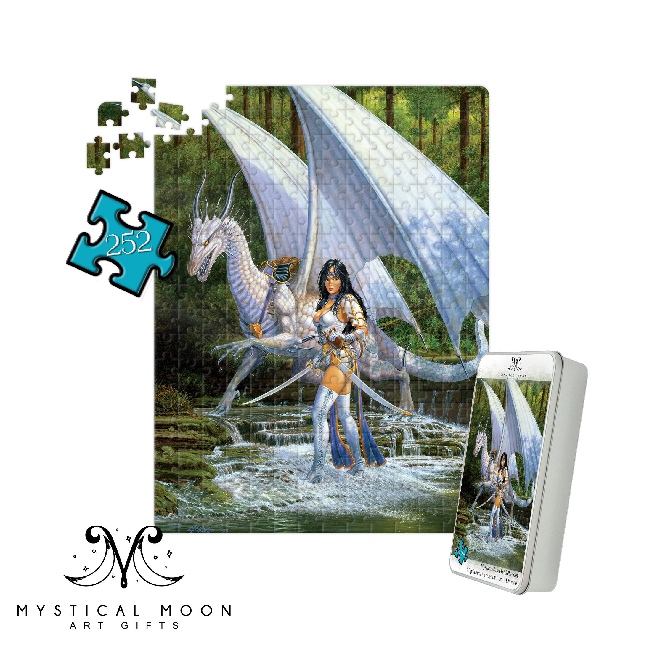 White Dragon Puzzle / 252 Piece Jigsaw Puzzle / Dungeons and