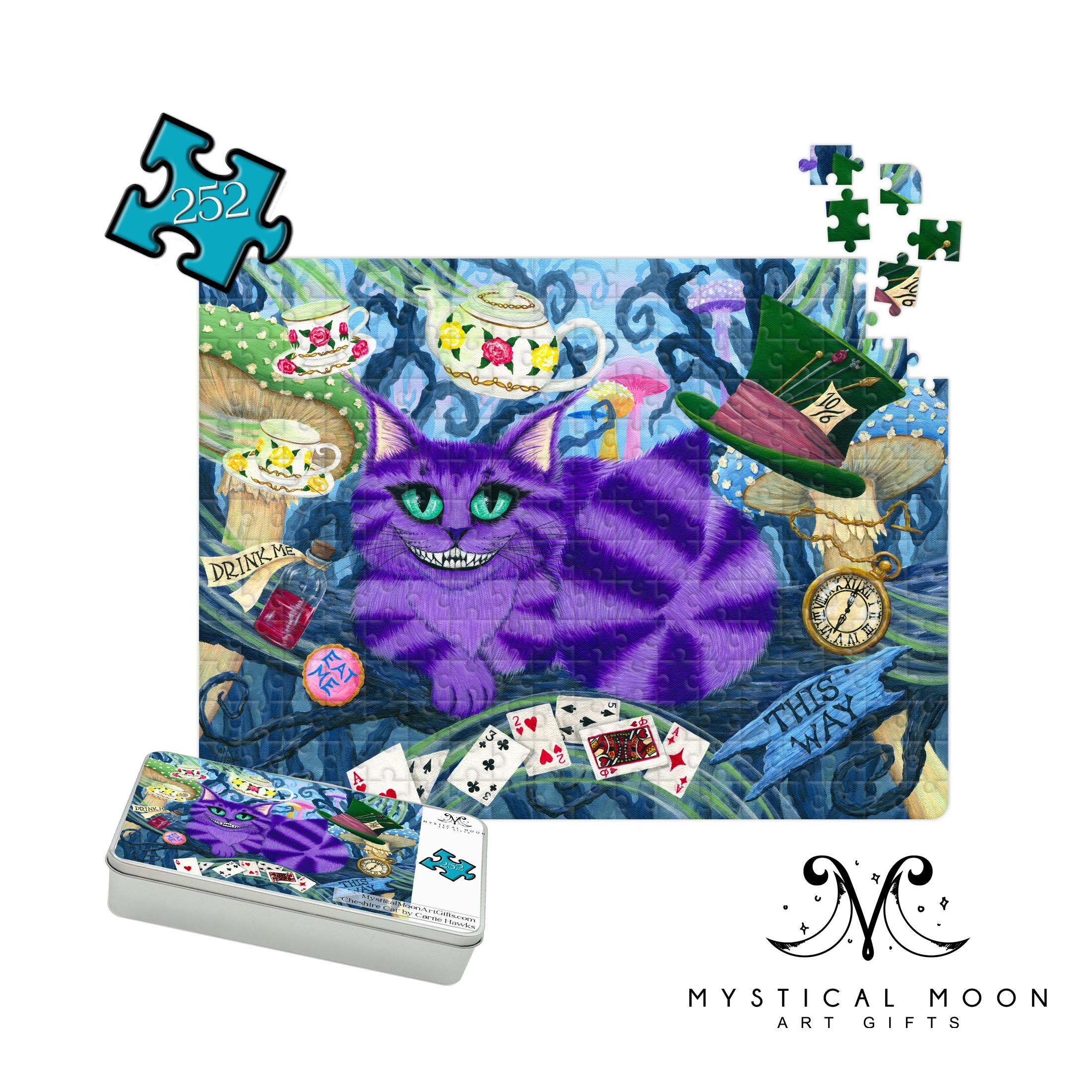Cheshire Cat Puzzle / 252 Piece Jigsaw Puzzle / Carrie Hawks