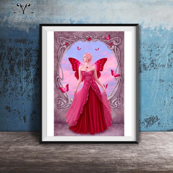 Ruby Red Fairy Art Print / Dark Fantasy 