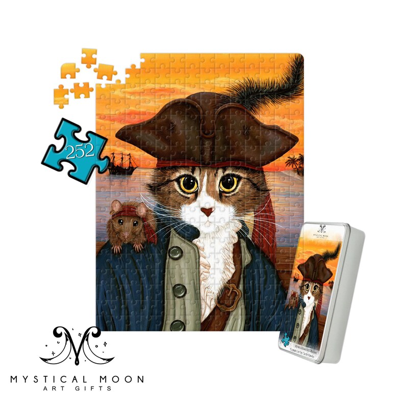 Pirate Cat Puzzle / 252 Piece Jigsaw Puzzle / Carrie Hawks / Etsy