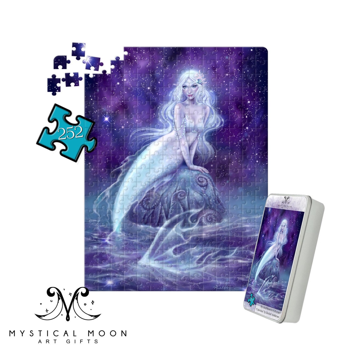 Midnight Mermaid Puzzle / 252 Piece Jigsaw Puzzle / Rachel Etsy