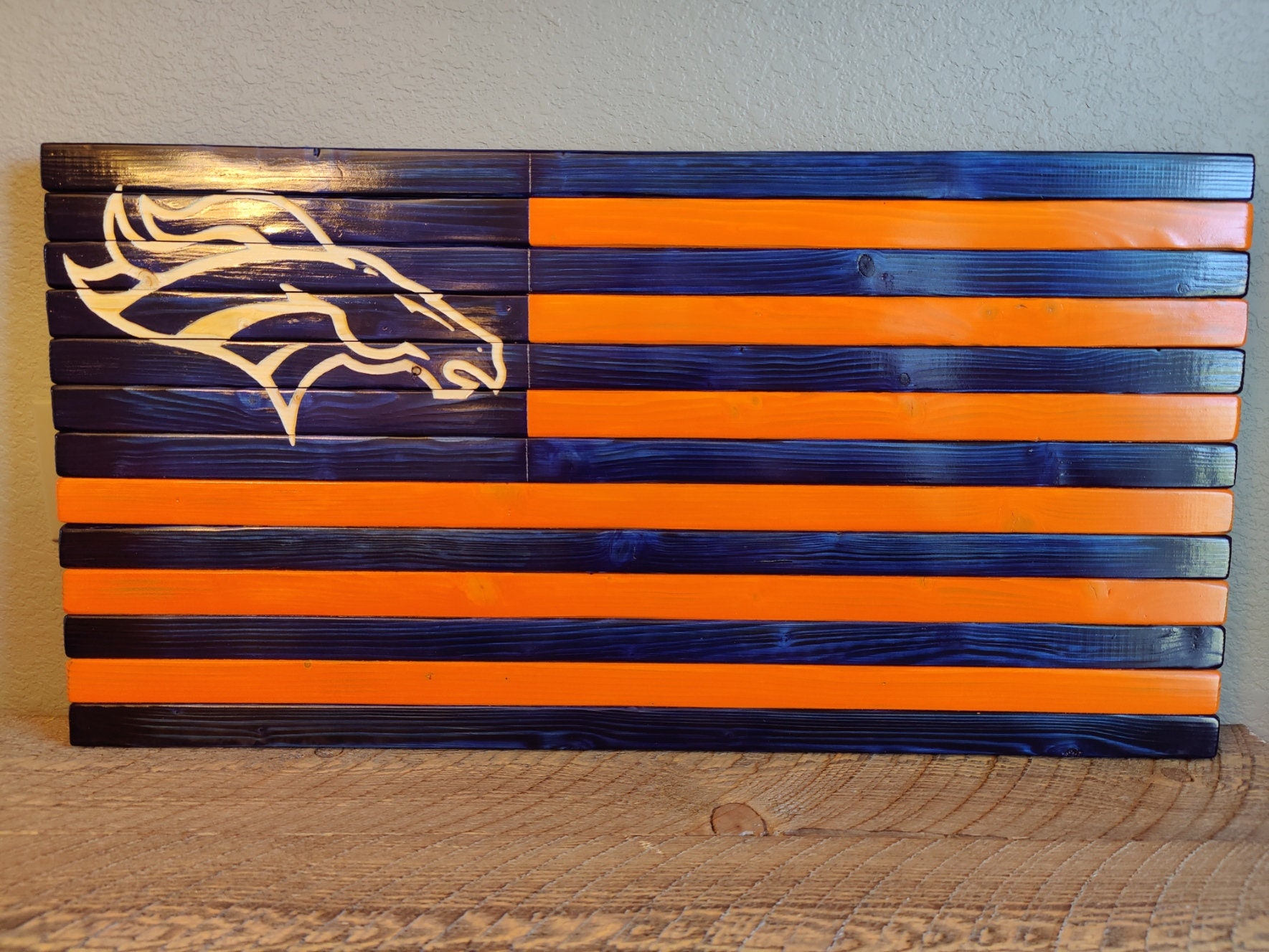 Denver Broncos Wood Flag Etsy