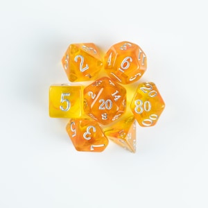 Amber Hidden Gem Dice - 7 Piece RPG