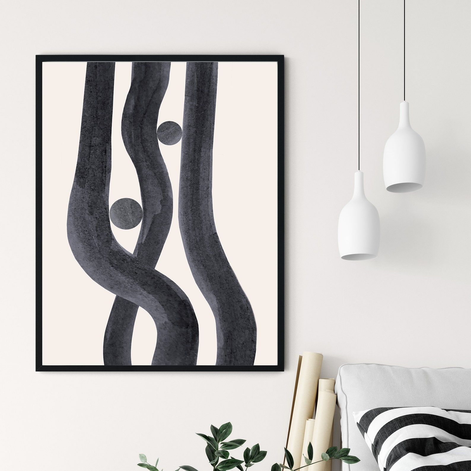 Abstract Painting Line Art Living Wall Décor Instant Etsy