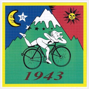 Cartaz de folha de arte ácida Blotter Art para o dia da bicicleta