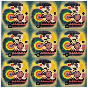 Pôster de folha de arte ácida com 9 painéis de bicicleta