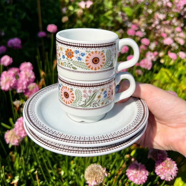 Vintage floral coffee cup & saucer set designed by Pieter Stockman for Mosa Maastricht Holland from the 60’s