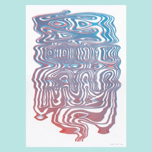 Venntrem | Red & Blue Two Colour Risograph Print | A3 Recycled Paper