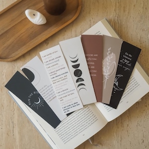 Bookmarks | Set of 7 | Printed on both sides | Bookmarks with sayings for self-love, mindfulness, and heartwarming