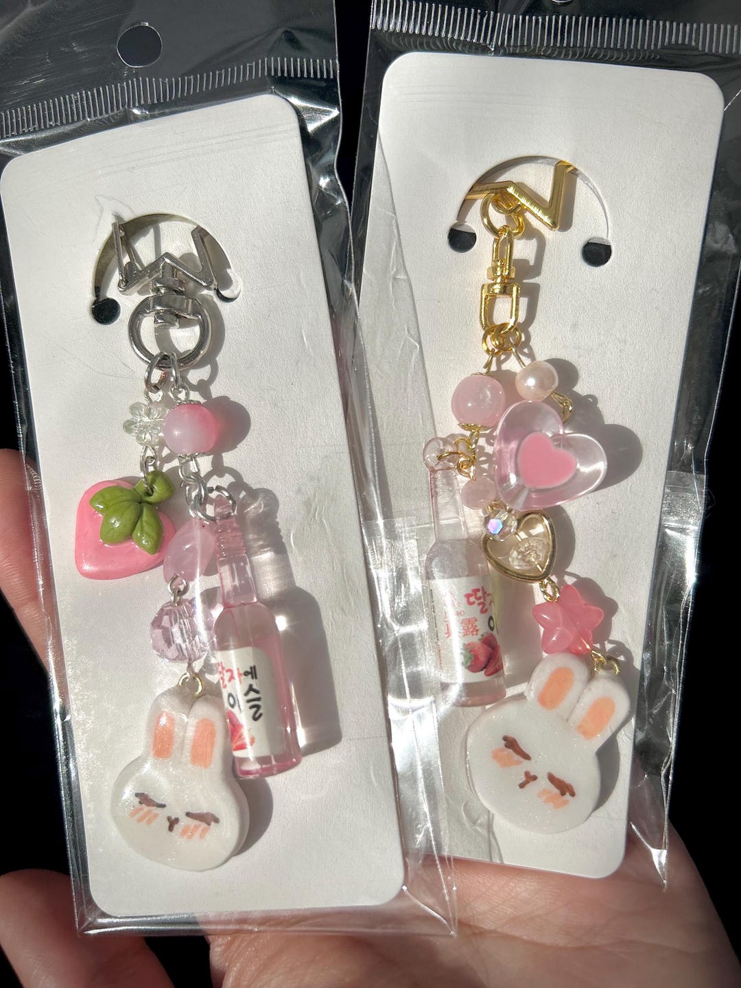 White Bunny Clay Cute Keychains | Handmade Aesthetic Coquette Keychains ...