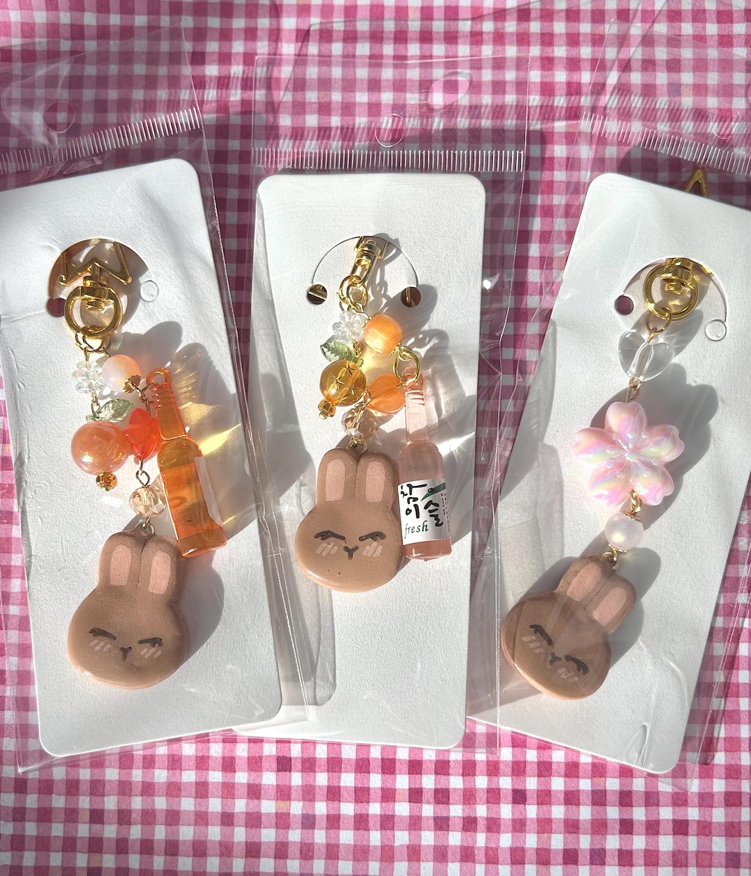 Brown Bunny Clay Cute Keychains | Handmade Aesthetic Coquette Keychains ...