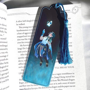 Xiao and Venti Night Version Bookmark with Tassel