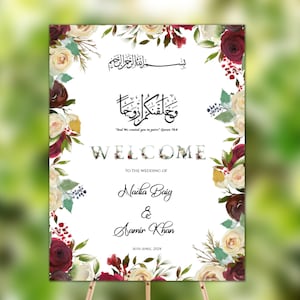Islamic Wedding Welcome Sign, Editable Nikkah Sign, Nikah Welcome Sign, Muslim Nikkah Welcome Sign template, Muslim Wedding Sign