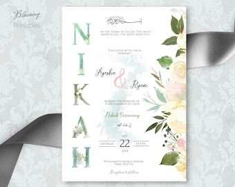 Muslim Wedding Invitation, Nikah Invitation, Islamic Wedding Invitation, Nikkah Invite Template | Editable Instant Download