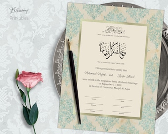 Editable Nikkah Certificate, Muslim Nikkah Contract, Digital Islamic Nikah Contract, Nikahnama, Muslim Wedding Certificate Traditional