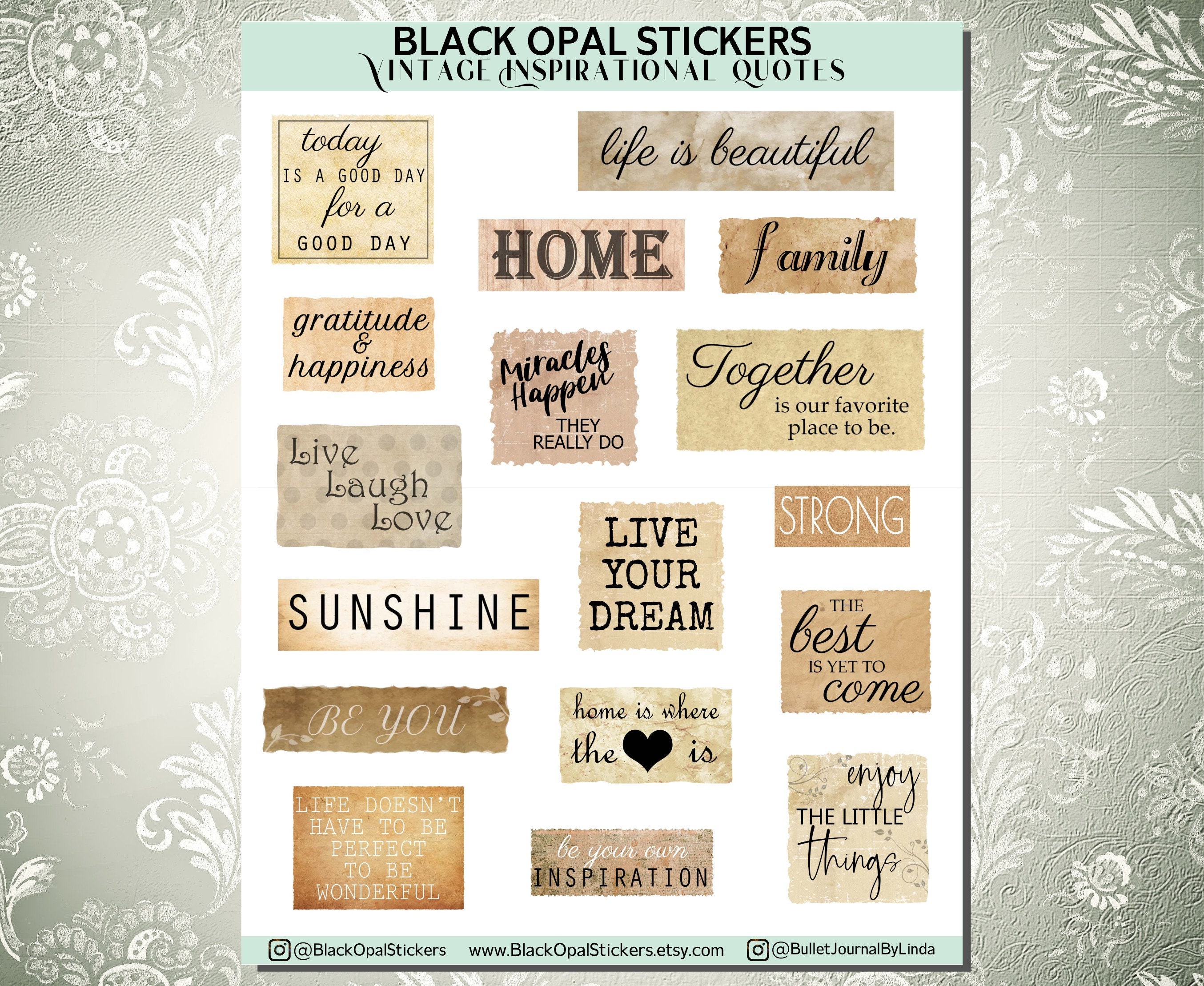ZABARE 240 PCS Quote Stickers for Journaling - 60 Different Retro  Motivational Quotes Stickers, Inspirational Vintage Journaling Stickers for  Planner
