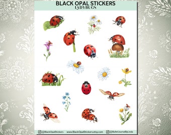 Ladybug Stickers for Journals, Planners, Scrapbooking, Craft, Kids
