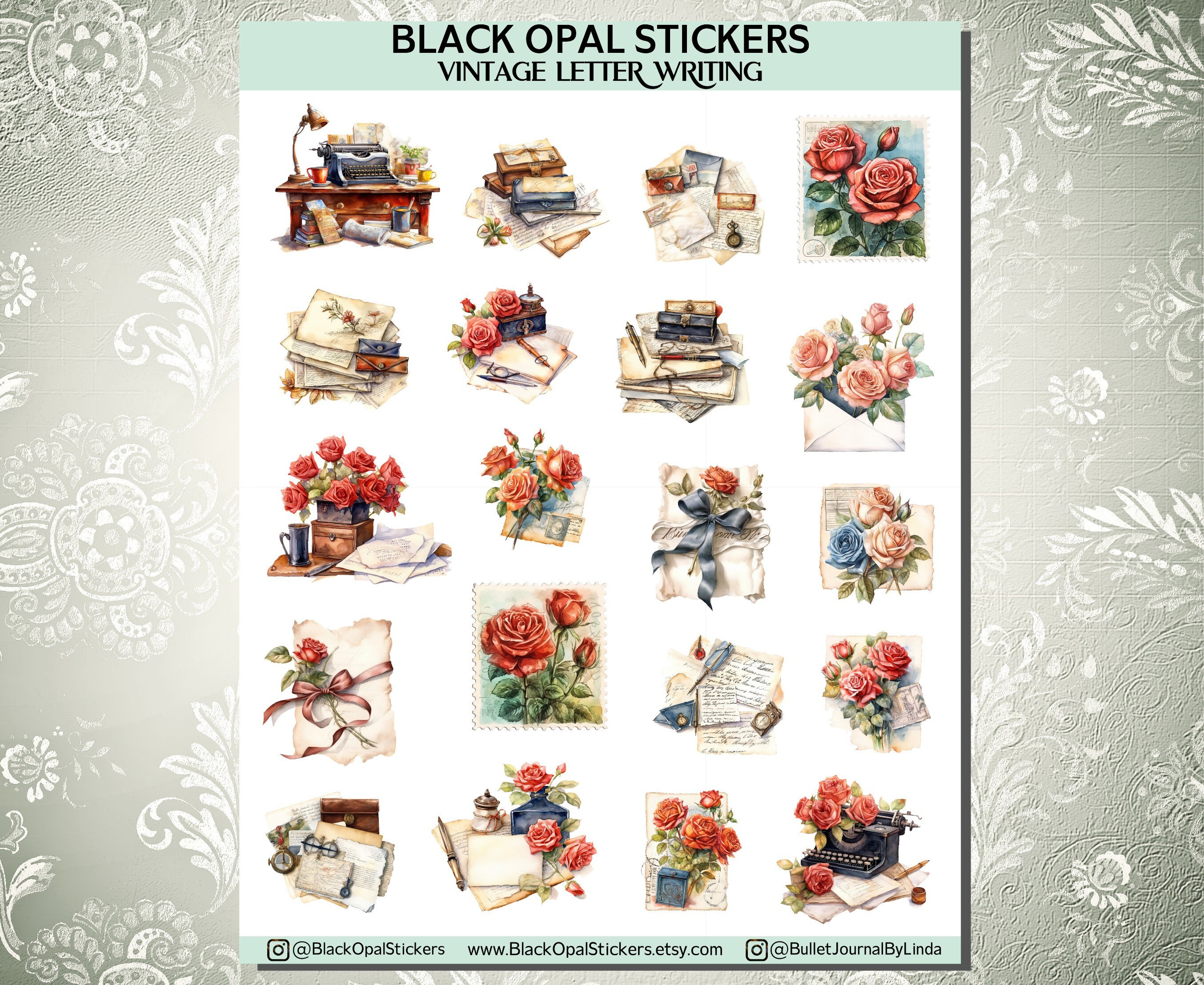 Vintage Letter Writing Stickers for Bullet Journals, Scrapbooking ...