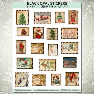 Vintage Christmas Stamp Stickers for Journals, Planners, Scrapbooking, Craft, Kids