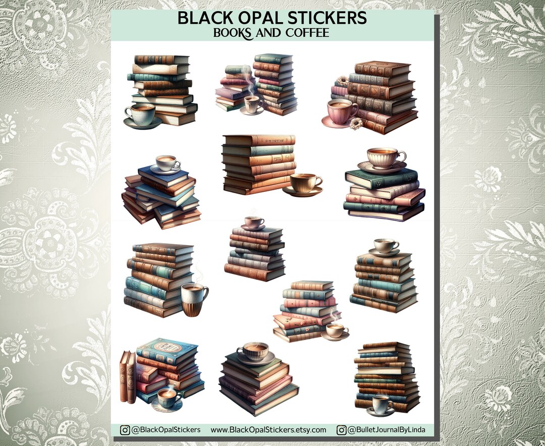 Books and Coffee Stickers | Journals | Planners | Scrapbooking | Craft ...
