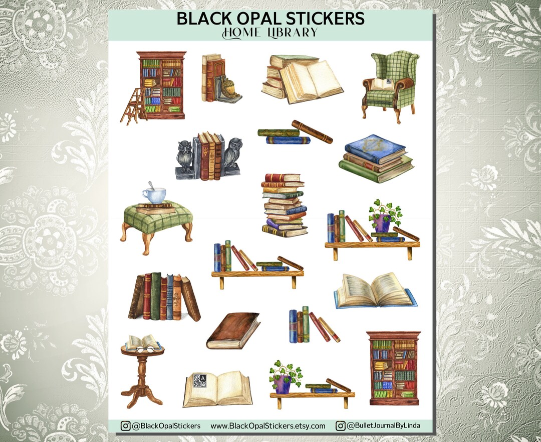 Home Library Watercolour Sticker Set - Etsy Australia